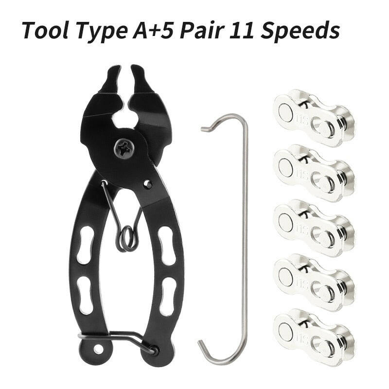 MUQZI Bicycle Chain Repair Tool Kit MTB Road Bike Chain Removal Install Plier With 5 Pairs 6 7 8 9 10 11 12 Speed Quick Link-WAYBIKER