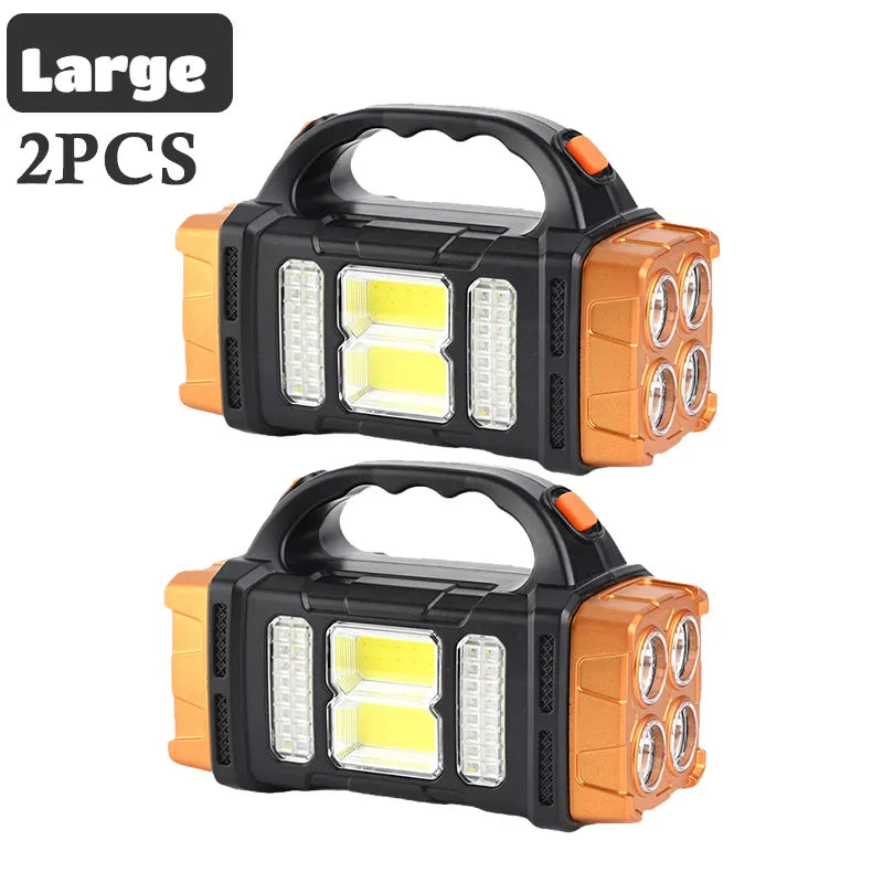Portable Powerful Solar LED Flashlight With COB Work Lights USB Rechargeable Handheld 4 Lighting Modes Outdoor Solar Torch Light-WAYBIKER