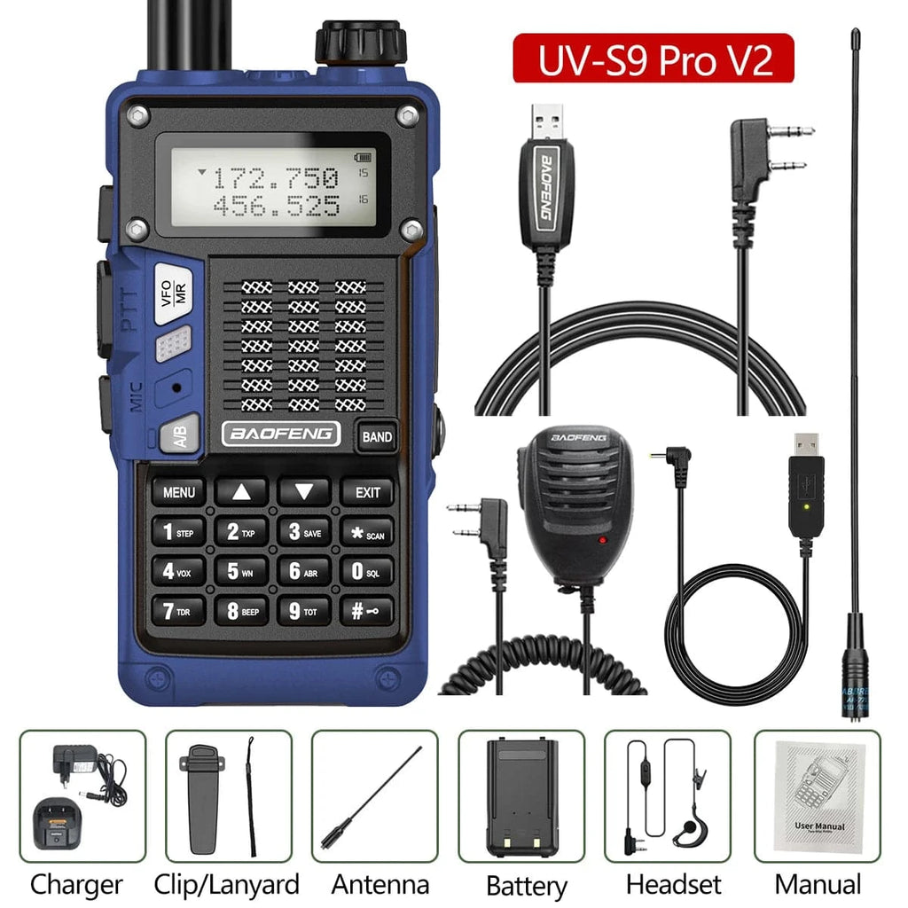 BaoFeng UV-S9 Pro V2 10W Powerful UHF VHF Waterproof Walkie Talkie Radio Long Range Up of UV-S9 Plus Portable Ham Two Way Radio-WAYBIKER
