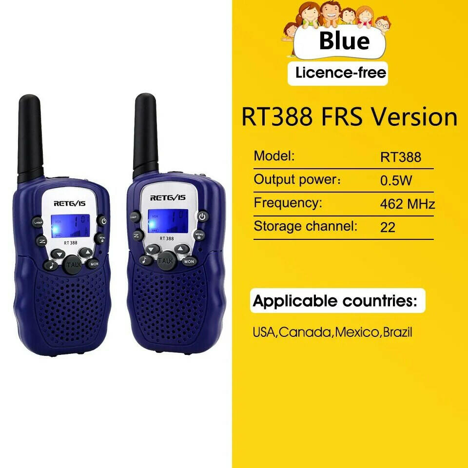 RETEVIS RT388 Walkie Talkie Children 2 Pcs Children Radio Receiver WalkieTalkies Kids Birthday Gift Child Toys for Boys Girls-WAYBIKER