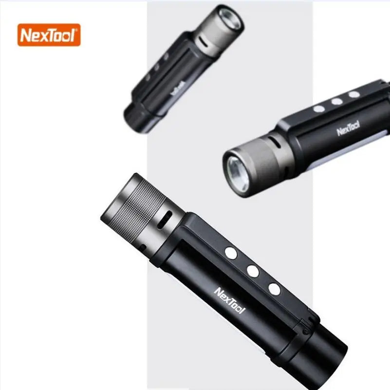 NexTool 6 In 1 Zoomable Flashlight 1000LM 3 Mode Dual Light Source 2600mAh LED Light Torch Power Bank Life Dec Alarm Flashlight-WAYBIKER