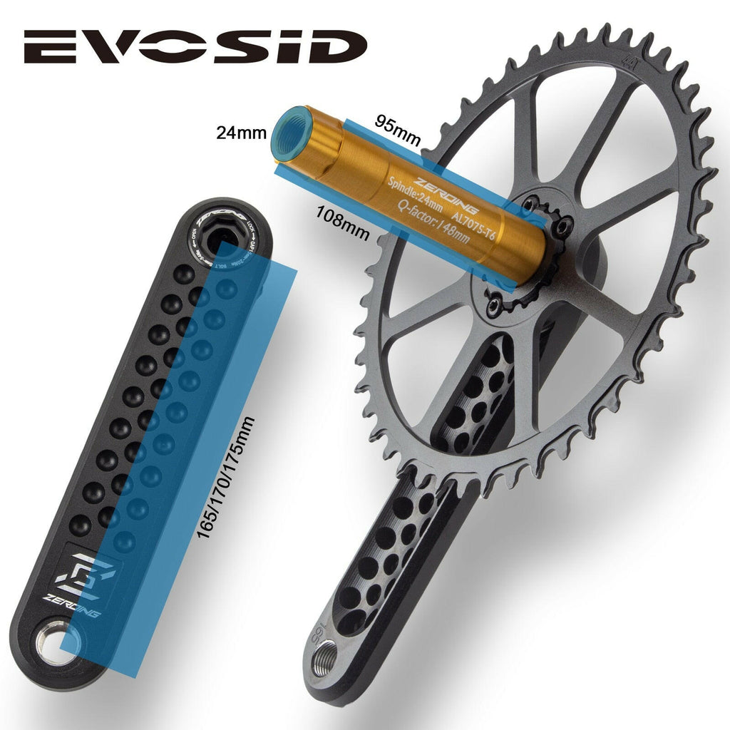 Keenso 170mm Bike Crankset - Aluminum Alloy Hollow Design Crank Arms For Bicycle Repair