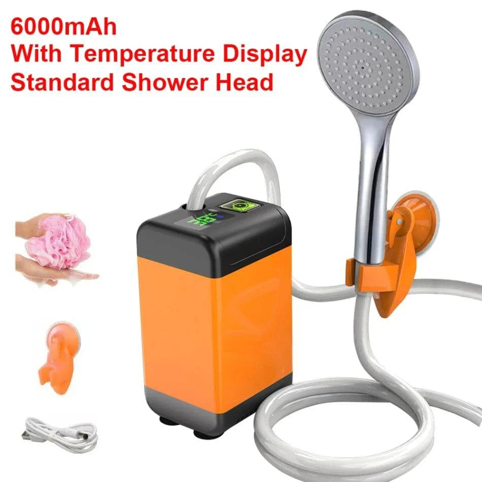 Portable Outdoor Camping Shower Pump with Intelligent Digital Display Electric Portable Camping Shower for Travel Beach Pet-WAYBIKER