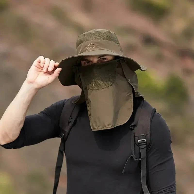 Summer Quick Dryng UV Protection Fisherman Cap Face Neck Cover Outdoor Fishing Cycling Removable Men Visor Hat Women Bucket Hat-WAYBIKER
