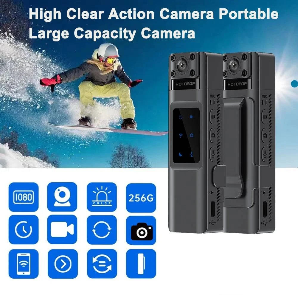 High Clear Action Camera Portable Infrared Night Viewing Camera Large Capacity Camera with WiFi Module Camcorder & Clip-WAYBIKER