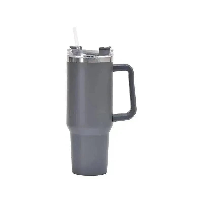 40oz Straw Coffee Insulation Cup With Handle Portable Car Stainless Steel Water Bottle LargeCapacity Travel BPA Free Thermal Mug-WAYBIKER