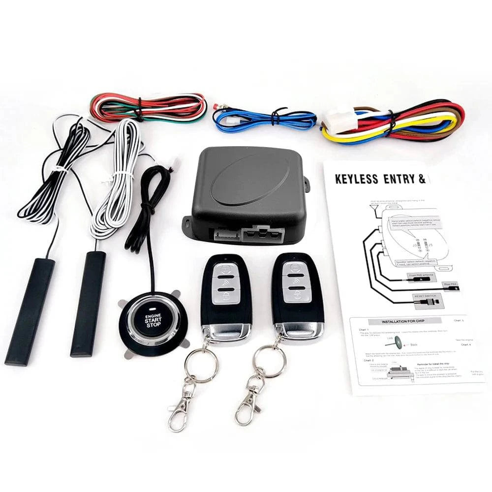 9pcs Car SUV Switch Keyless Entry Engine Start Alarm System Push Button Remote Starter Stop Auto Anti-theft System-WAYBIKER