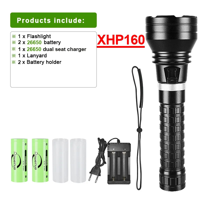 Super Bright XHP160 Diving Flashlight Led Rechargeable 800M Underwater Lamp IPX8 Waterproof Professional Scuba Diving Lantern-WAYBIKER