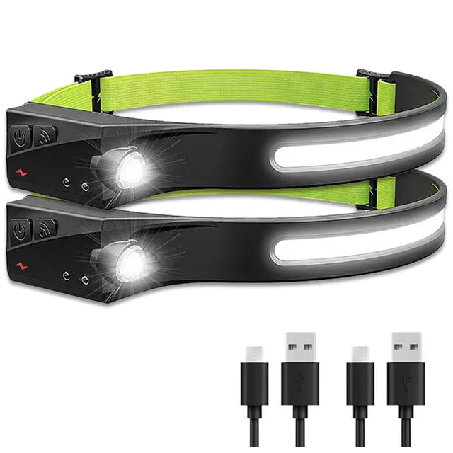 USB Rechargeable LED COB Sensor Headlamp Built-in Battery Head Flashlight Outdoor Camping Fishing Search Led Head Lantern-WAYBIKER