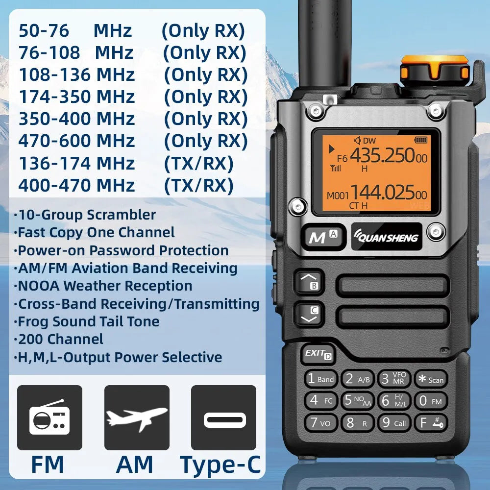 Quansheng UV K5 (8) Walkie Talkie Portable Am Fm Two Way Radio Commutator Station Amateur Ham Wireless Set Long Range Receiver-WAYBIKER
