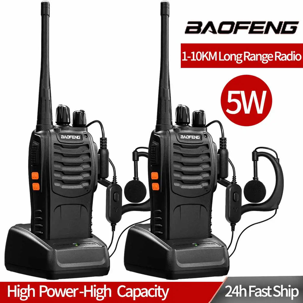 1/ 2PCS Baofeng BF-888S Walkie Talkie 888s UHF 5W 400-470MHz BF888s BF 888S H777 Long Range Two Way Radio For hunting hotel-WAYBIKER