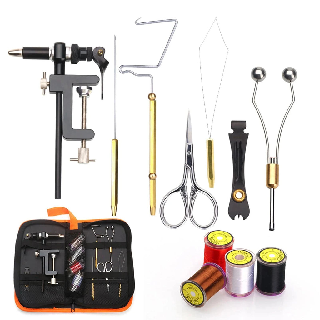 Fly Tying Tools Kit with Fly Tying Threader Needle Whip Finisher Scissors Fly Tying Kits for Flying Fishing Professionals-WAYBIKER