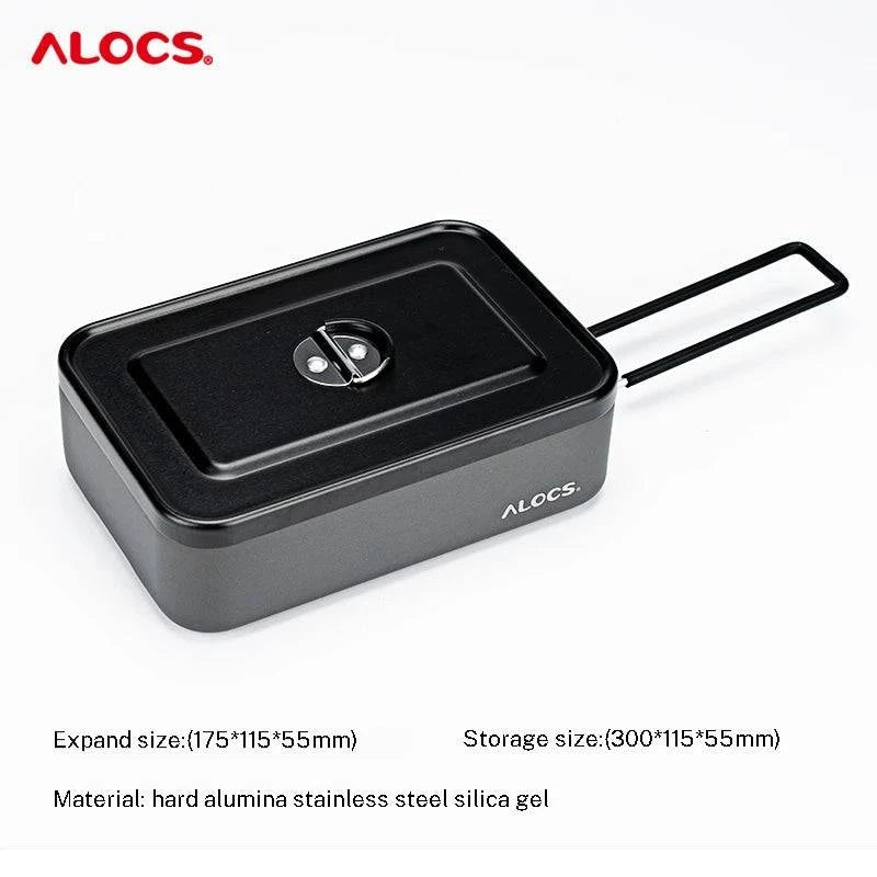 ALOCS Customer's Aluminum Alloy Lunch Box Tableware Camping Camping Tableware Portable Set Lunch Box with Fork Spoon Stove-WAYBIKER
