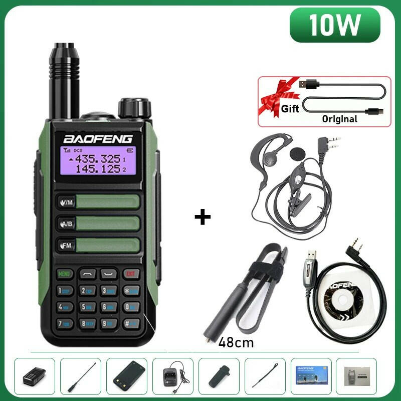 BaoFeng UV-16 Plus Walkie Talkie High Power USB C 10KM Long Range UV-16 Two Way Radio Dual Band Waterproof Transceiver FM Radio-WAYBIKER