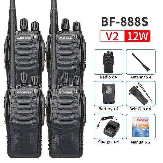 2/4PCS Baofeng BF-888S 12W Walkie Talkie Dual Band Portable Long Range Standby UHF 400-470MHz USB Ham Two Way Radio for Hunting-WAYBIKER