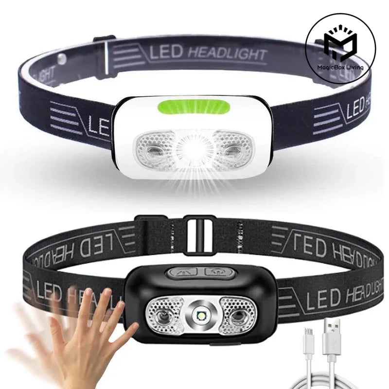 5 Modes Body Motion Sensor Headlight Mini USB Rechargeable Headlamp Camping Flashlight Head Light Lamp Waterproof For Outdoor-WAYBIKER