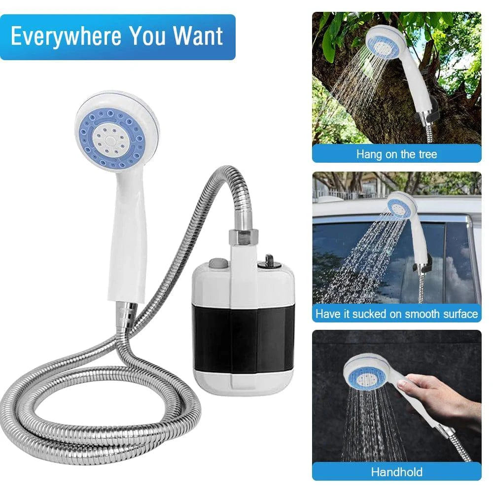 Rechargeable Shower Portable Camping Shower Head Bathing 3.7V Pump 4.9ft for Outdoor Travel Hiking Beach Pet Cleaning Equipment-WAYBIKER