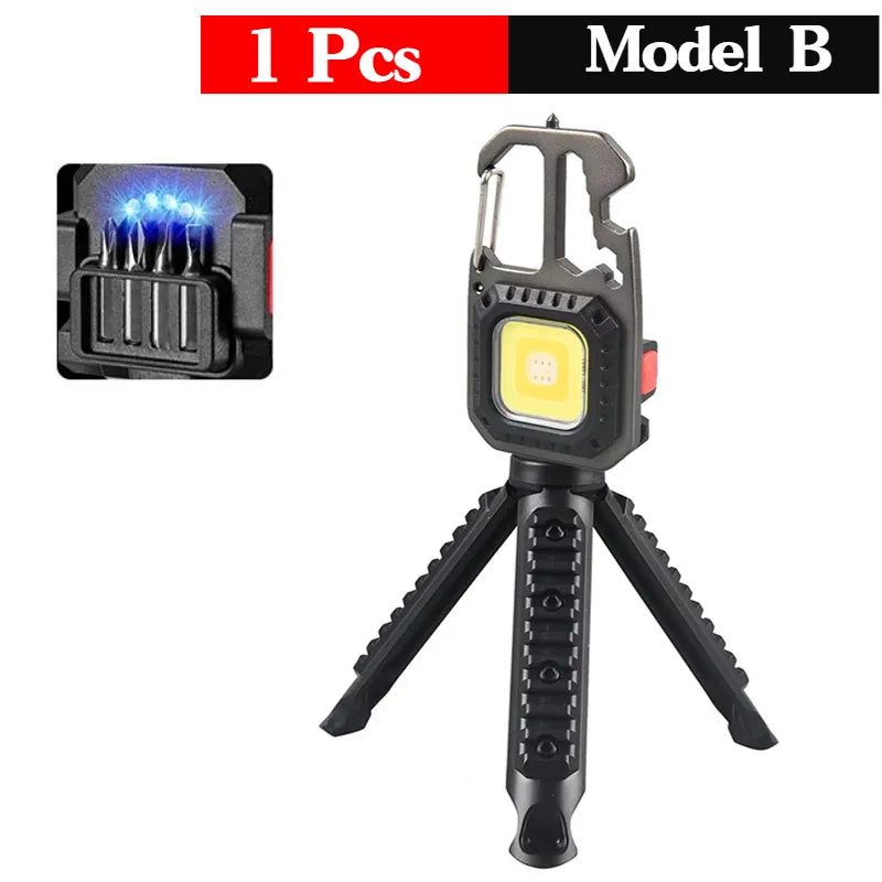 Mini LED Flashlight Work Light Outdoor Camping Light COB Keychain Light Portable Pocket Wrench Screwdriver Safety Hammer-WAYBIKER