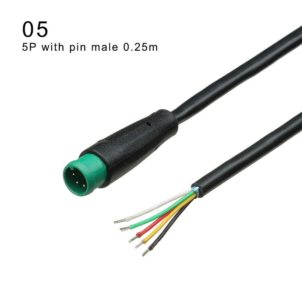 Extension cord Base Connector 2 3 4 5 6Pin 9mm Cable Waterproof Connector For Ebike Bafang Display Pin Optional Cable-WAYBIKER
