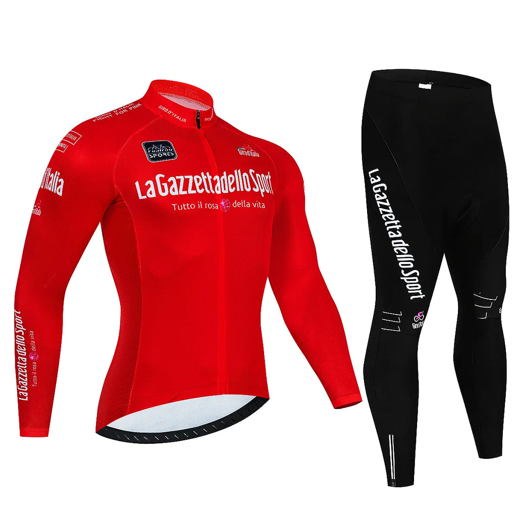Tour De Giro D'ITAL Autumn Long Sleeve Cycling Jersey Set Bicycle Sportwear Suit Road Bike MTB Bike Wear Ropa Ciclismo Uniform-WAYBIKER