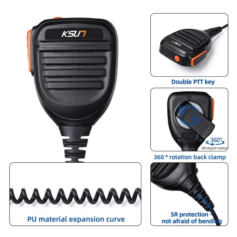 Waterproof Dual PTT Microphone Shoulder Speaker 3.5mm Dual Hole For KSUN Keedwood Baofeng Walkie Talkie Microphone  KM20-WAYBIKER