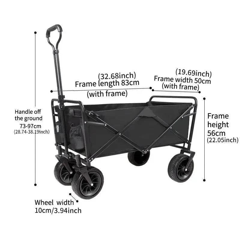 Camping Cart Outdoor Foldable Cart Oversized Camping Vehicle Picnic Vehicle Trailer Camping Trolley Stall Small Cart-WAYBIKER