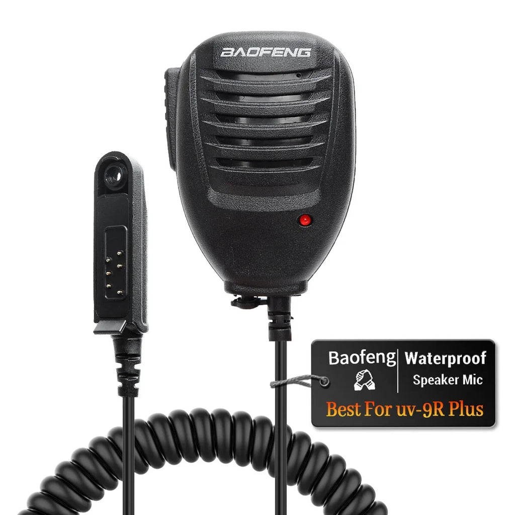 Baofeng Walkie Talkie UV 9R Plus Speaker Microphone 2 Way Radio Waterproof PTT Speaker Mic for UV9R Plus Pro BF A58 BF 9700-WAYBIKER