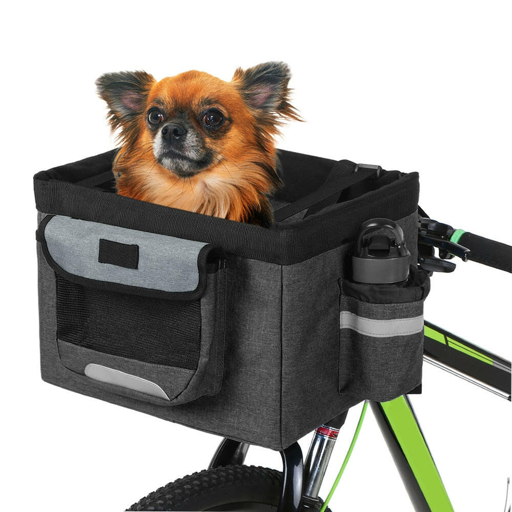 Foldable Bicycle Front Basket Removable Bike Pet Basket Pet Dog Cat Rabbit Carrier Camping and Picnic Tote Bag Bicycle Bag-WAYBIKER