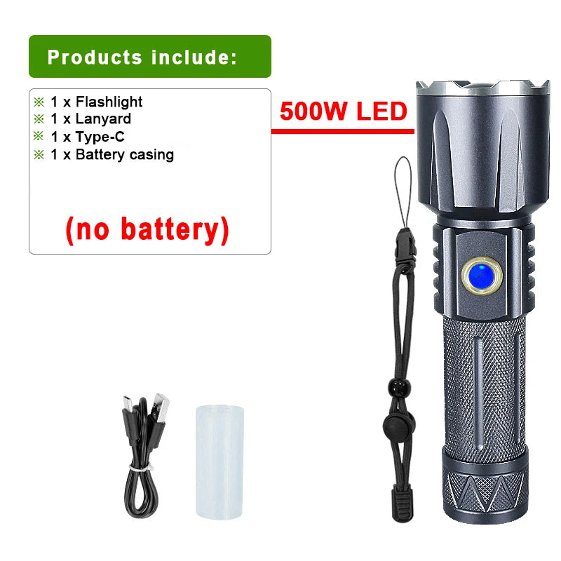 Paweinuo Super LED Flashlight Usb Rechargeable Powerful Torch Zoom IPX6 Waterproof Tactical Flash Light for Working Hunting etc-WAYBIKER