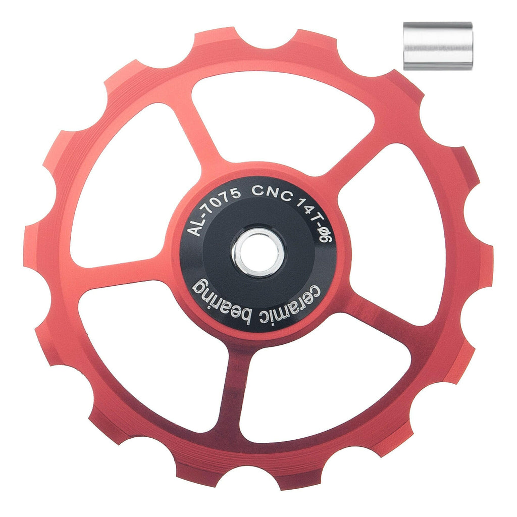 SENSAH MTB Bicycle Rear Derailleur Jockey Wheel Ceramic Bearing Pulley AL7075 CNC Road Bike Guide Roller Idler 11/12/13/14/15T-WAYBIKER