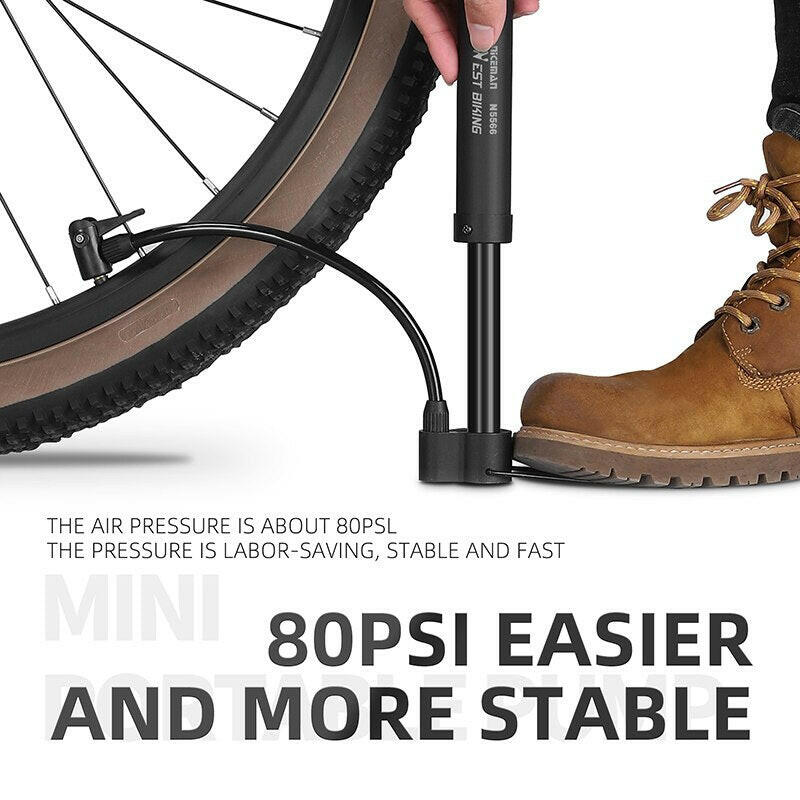 WEST BIKING MTB Bicycle Pump 80 PSI Bike Manual Air Pump Balloon Tire Inflator Schrader Valve Floor Pump Cycling Accesories-WAYBIKER