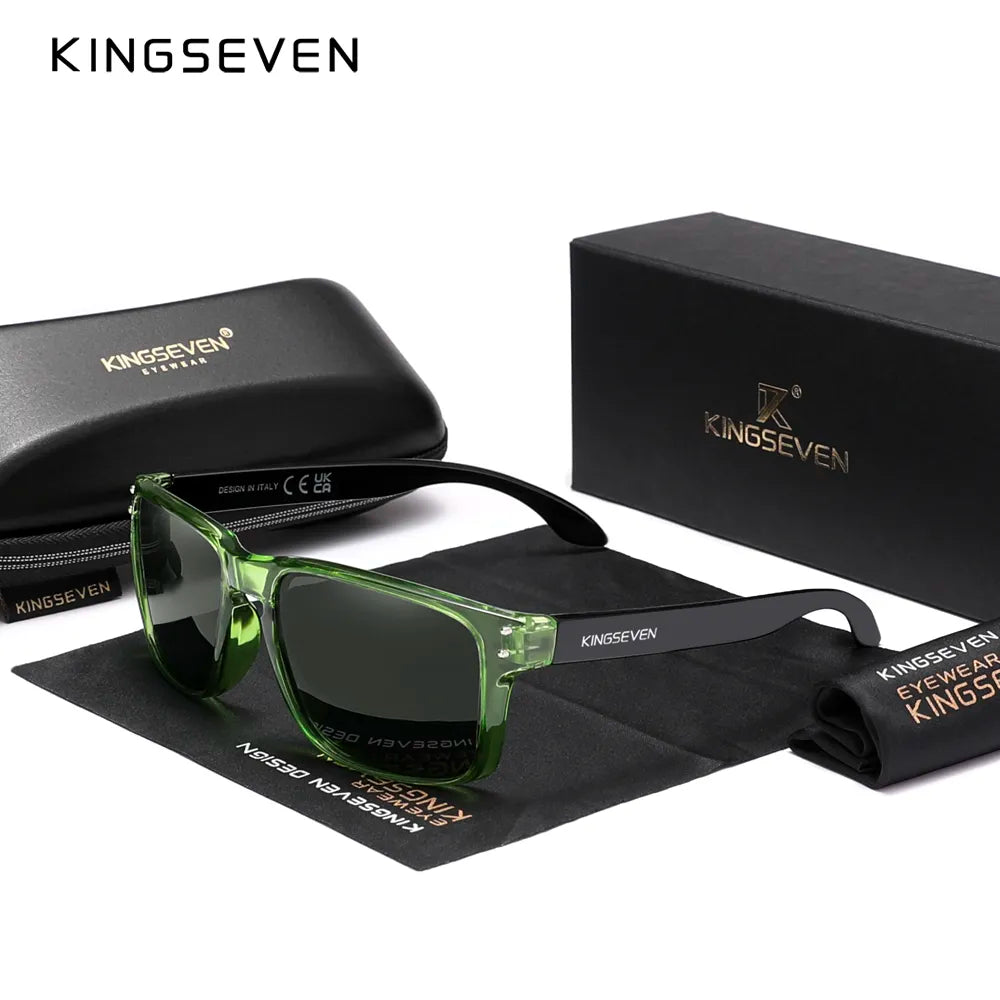 KINGSEVEN Brand Square Retro TR90 Polarized Sunglasses Women Men Carbon Fiber Pattern Design Outdoor Sports Eyewear-WAYBIKER