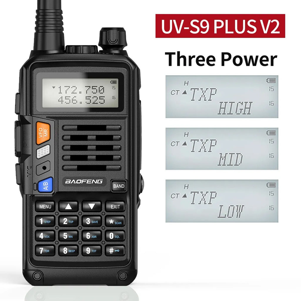 BAOFENG UV-S9 Plus V1 V2 Powerful Handheld UHF VHF Dual Band 16 KM Long Range Waterproof Walkie Talkie Ham UV-5R Two Way Radio-WAYBIKER