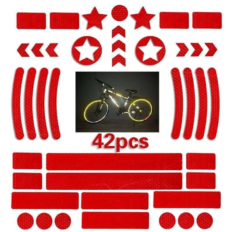 42PCS Bicycle Body Reflective Sticker Night Safety Logo Grid Stripe Warning Strip MTB Scooter  Helmet Body Reflective Sticker-WAYBIKER