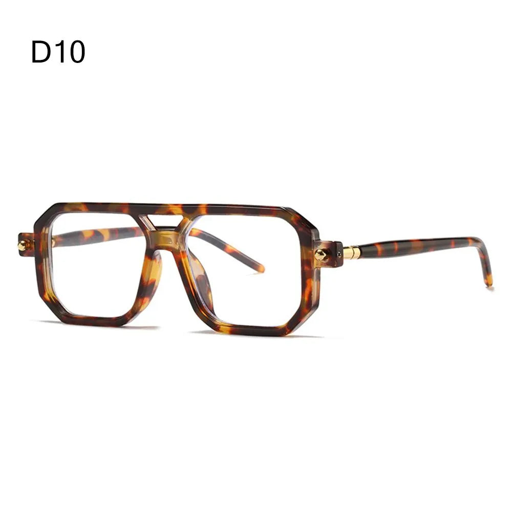 Fashion Leopard Sun Glasses UV400 Eyewear Sunglasses Double Bridge Women's Sunglasses Street Wear Shades Men's Shades-WAYBIKER