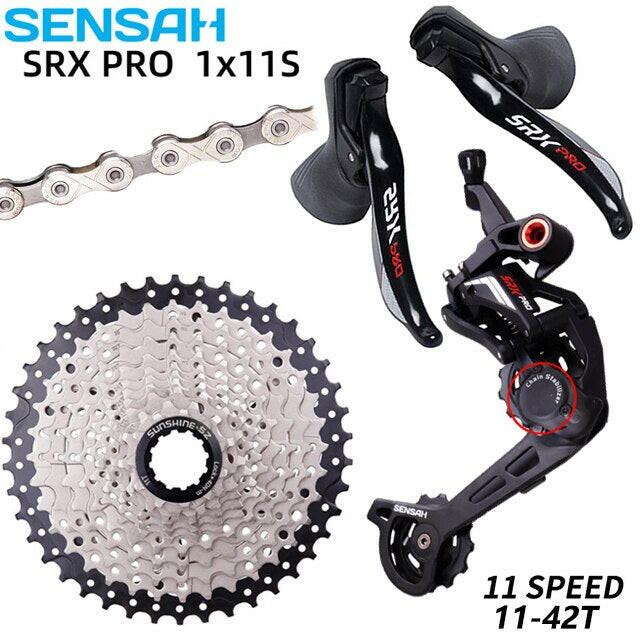 SENSAH 11 Speed Gravel Cross-Country Bike Group CX Bicycle 1x11 Shifter Mechanical Brake Clutch Derailleur 11V Cassette Road Set-WAYBIKER