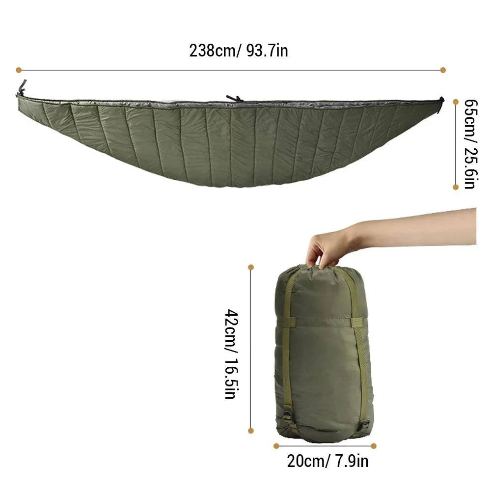 Multifunctional Hammock Underquilt Sleeping Bag Outdoor Winter Warm Hammock Under Blanket Poncho for Camping Traveling Swing-WAYBIKER