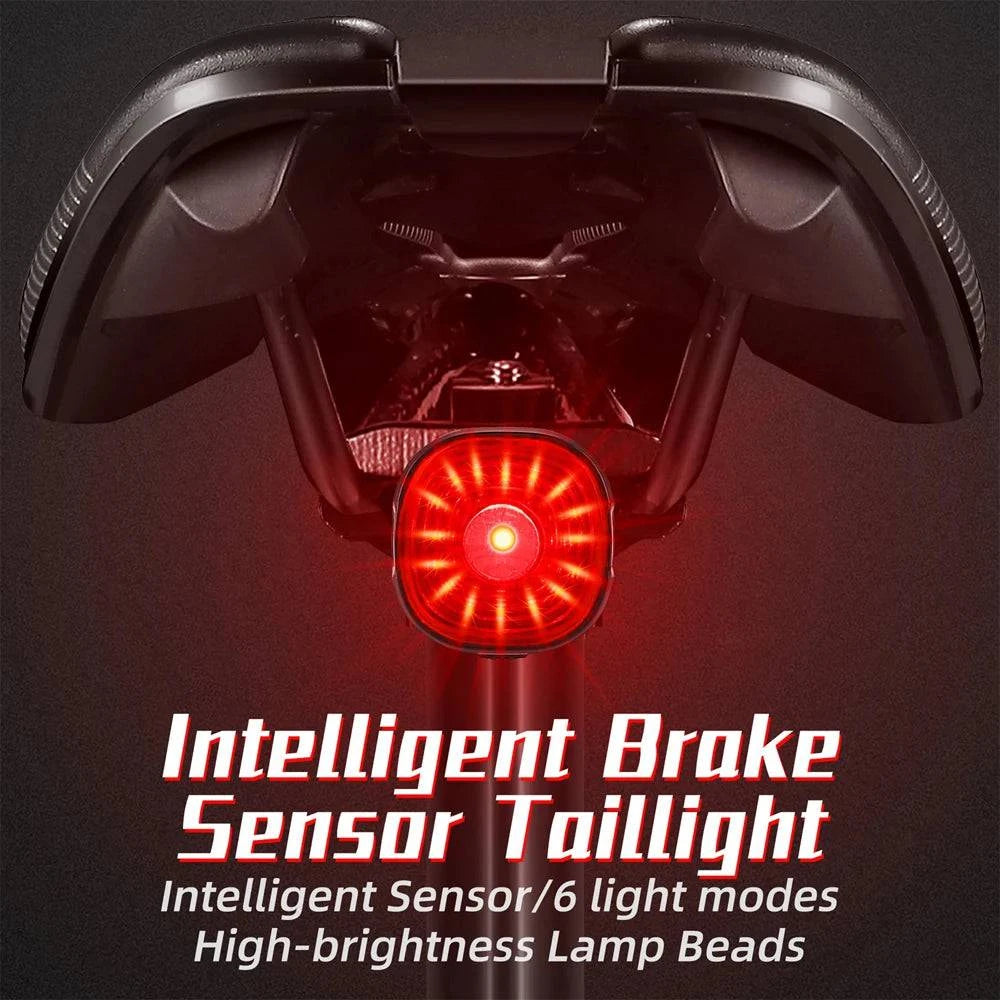 Rechargeable Bicycle Rear Light Intelligent Bike Taillight High-Bright Cycling Warning Lamp Waterproof with 6 Light Modes-WAYBIKER