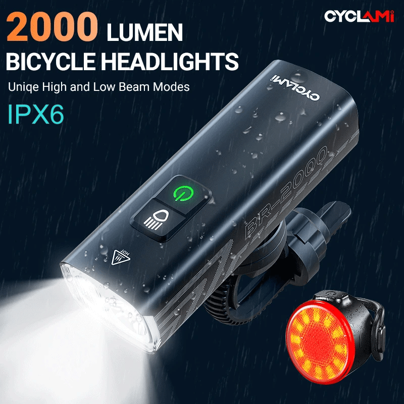 CYCLAMI Bicycle Light 1200LM T6 LED Rechargeable Set Road MTB Bike Front Back Headlight Lamp Flashlight Cycling Light Group