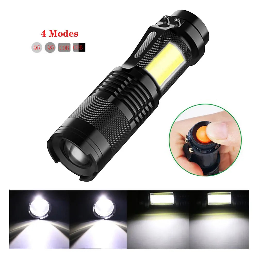 Mini Portable Working Flash lamp 380LM Q5 LED Flashlight Zoomable torch flashlight Lighting lantern Use AA 14500 Battery Light-WAYBIKER