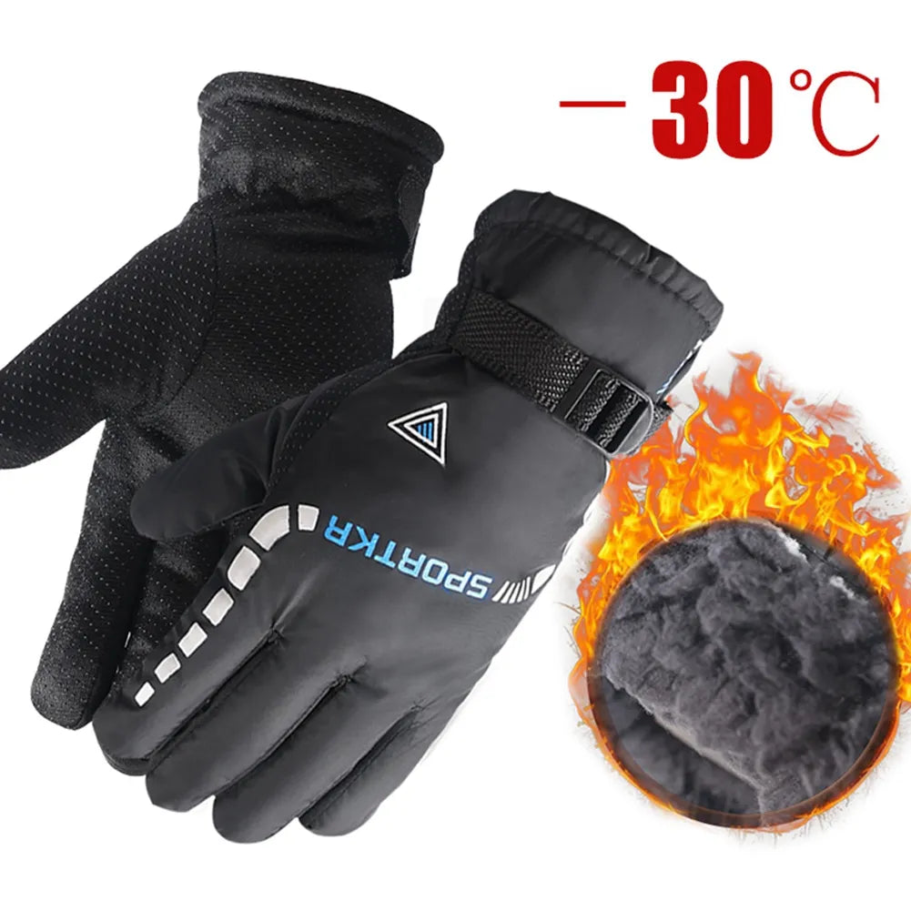 Men Women Water Protective Internal Fleece Winter Warm Gloves Motorcycle Riding Gloves Ski Gloves Cotton Gloves-WAYBIKER