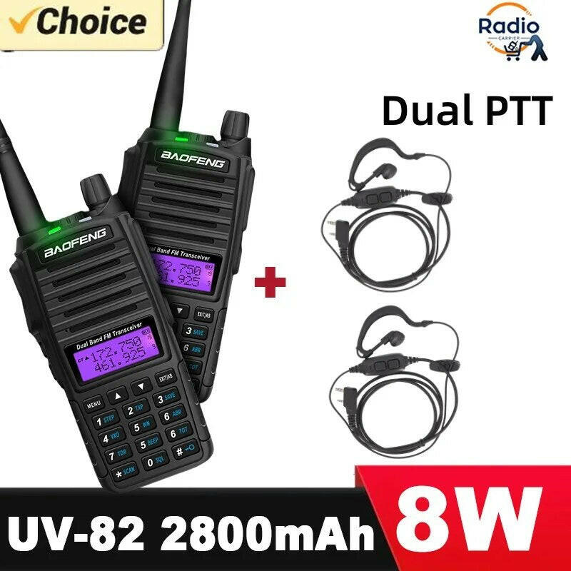 Baofeng Walkie Talkie 2 Way Ham radio comunicador UV 82 Dual PTT 8W 5W 10KM Dual Band UV-82 UHF VHF UV82 UV 5R 9R 13 UV16 Radios-WAYBIKER