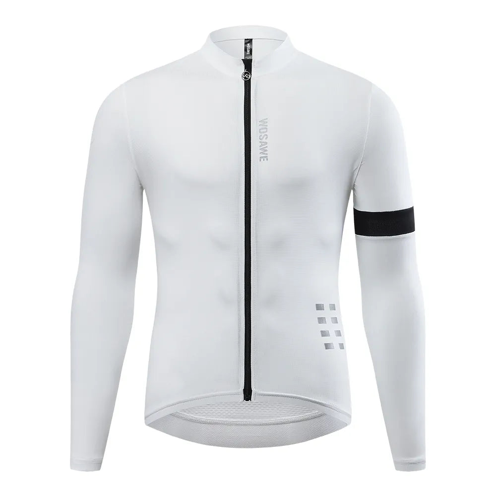 WOSAWE Autumn Long Sleeve Cycling Jersey Clothing Race Men Cycling Jersey Pro Road Bicycle Cycling Clothes Mesh Breathable
