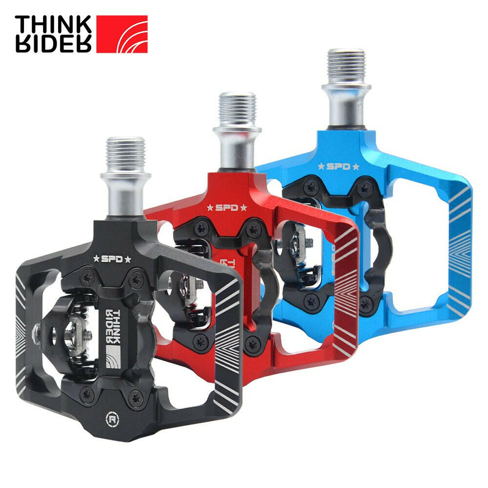 ThinkRider 2 In 1 Bicycle Lock Pedal With Free Cleat For SPD System MTB Road Aluminum Anti-slip Sealed Bearing Lock Accessories-WAYBIKER