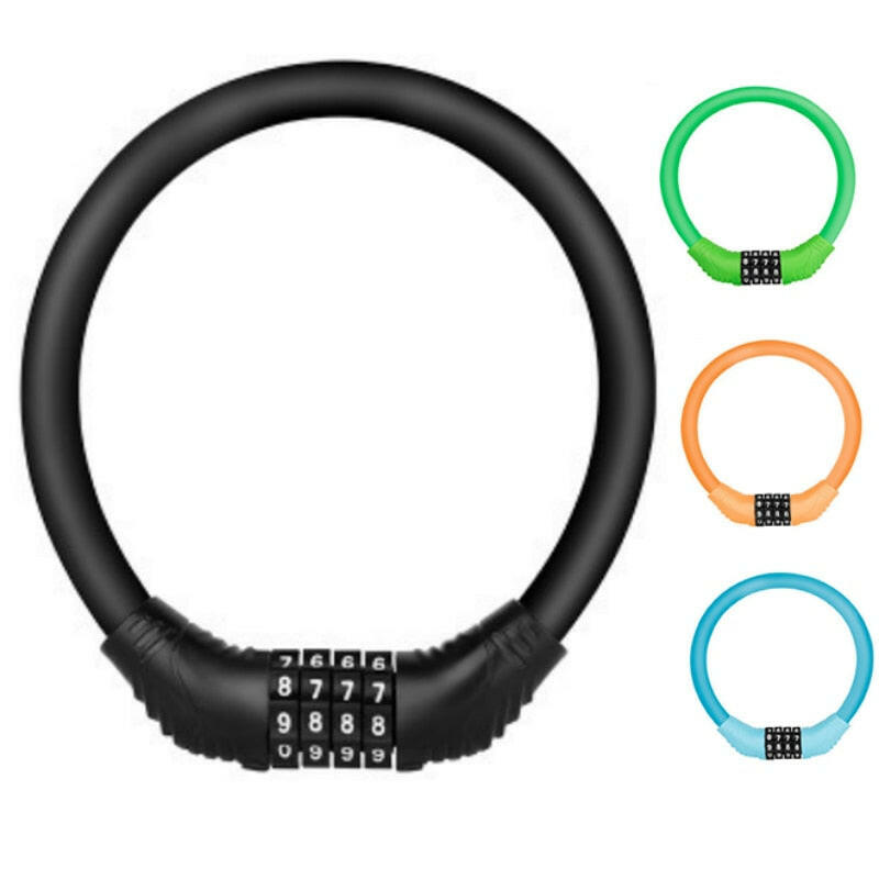 Bicycle Password Lock Easy to carry Mountain Bike Handiness 4 Digit  Lock Anti-theft Portable Security Steel Chain Motorcycle-WAYBIKER