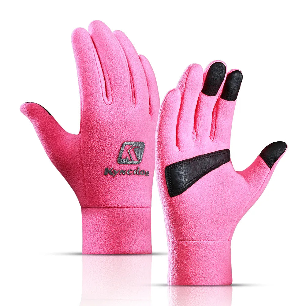 Winter Hiking Cycling Gloves Warmer Velvet Fulll Finger Sports Touch Screen Gloves Thermal Motorcycles Bicycle Gloves-WAYBIKER