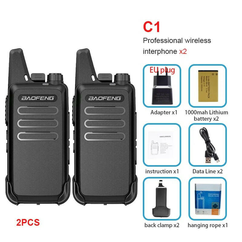 baofeng T20 Walkie Talkie mini professional UHF400-470MHz supporting16-channel Ham  radiolong range talkie walkie 2 pcs included-WAYBIKER