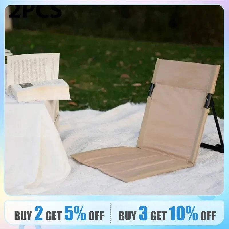 Foldable Camping Chair Outdoor Garden Park Single Lazy Chair Backrest Cushion Picnic Camping Folding Back Chair Beach Chairs-WAYBIKER