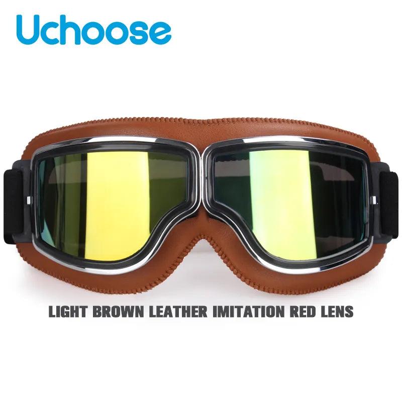 Windproof Bicycles Helmet Glasses Leather Safety Protective Anti-glare Motocross Cross-country Steampunk Glasses Easy To Carry-WAYBIKER