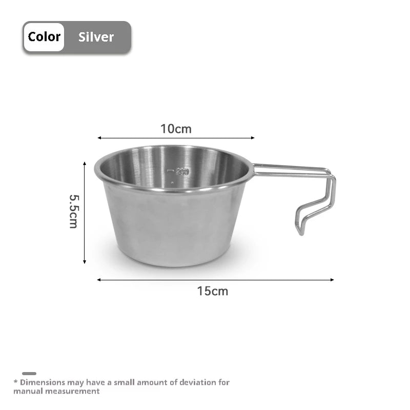 Difeike Difeike Outdoor Snow Bowl Camping Tableware Portable Tableware 304 Stainless Steel Snow Bowl Storage Bag Picnic Bowl-WAYBIKER